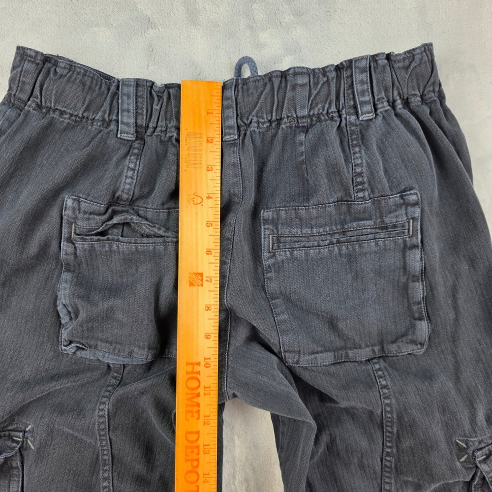 Free People Black Herringbone Cargo Pant Womens Small Cropped Drawstring - Picture 9 of 12